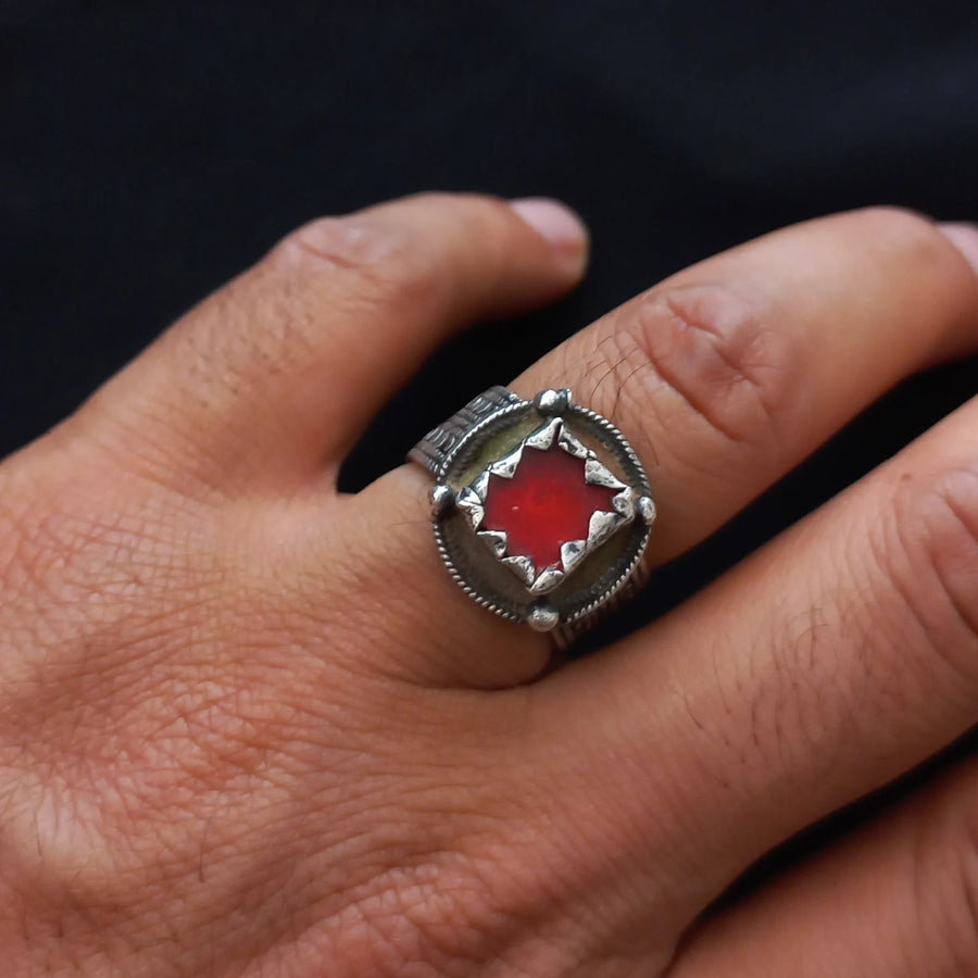 Berber Ring in Silver & Red Agate