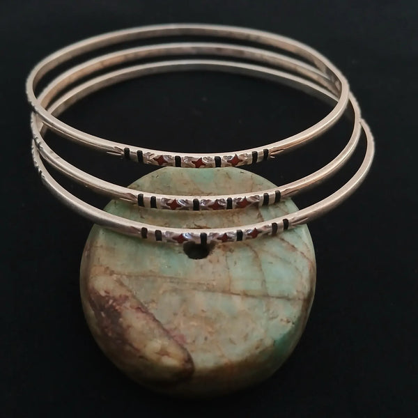 Hand-Engraved Berber Bracelet in Aged Silver