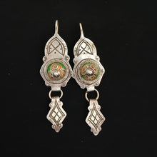 Ancient Berber Earrings in Silver & Enamel II