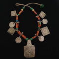 Berber Necklace in Aged Silver, Coral & Agate