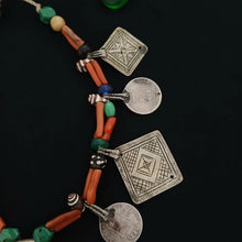 Berber Necklace in Aged Silver, Coral & Agate